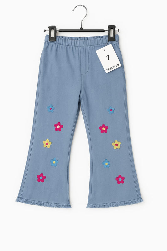 Girls Floral Patch Flare Jeans