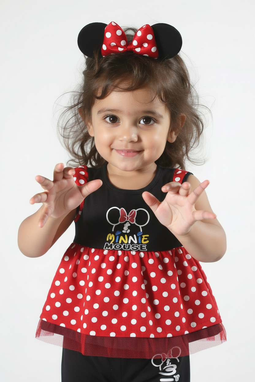 Red Polka Minnie Outfit with Headband – Toddler & Kids