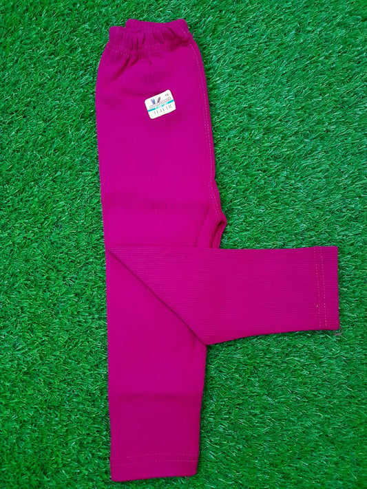 Shocking Pink Color Winter Rib Tights For Girls - Strawberry Kids Fashion