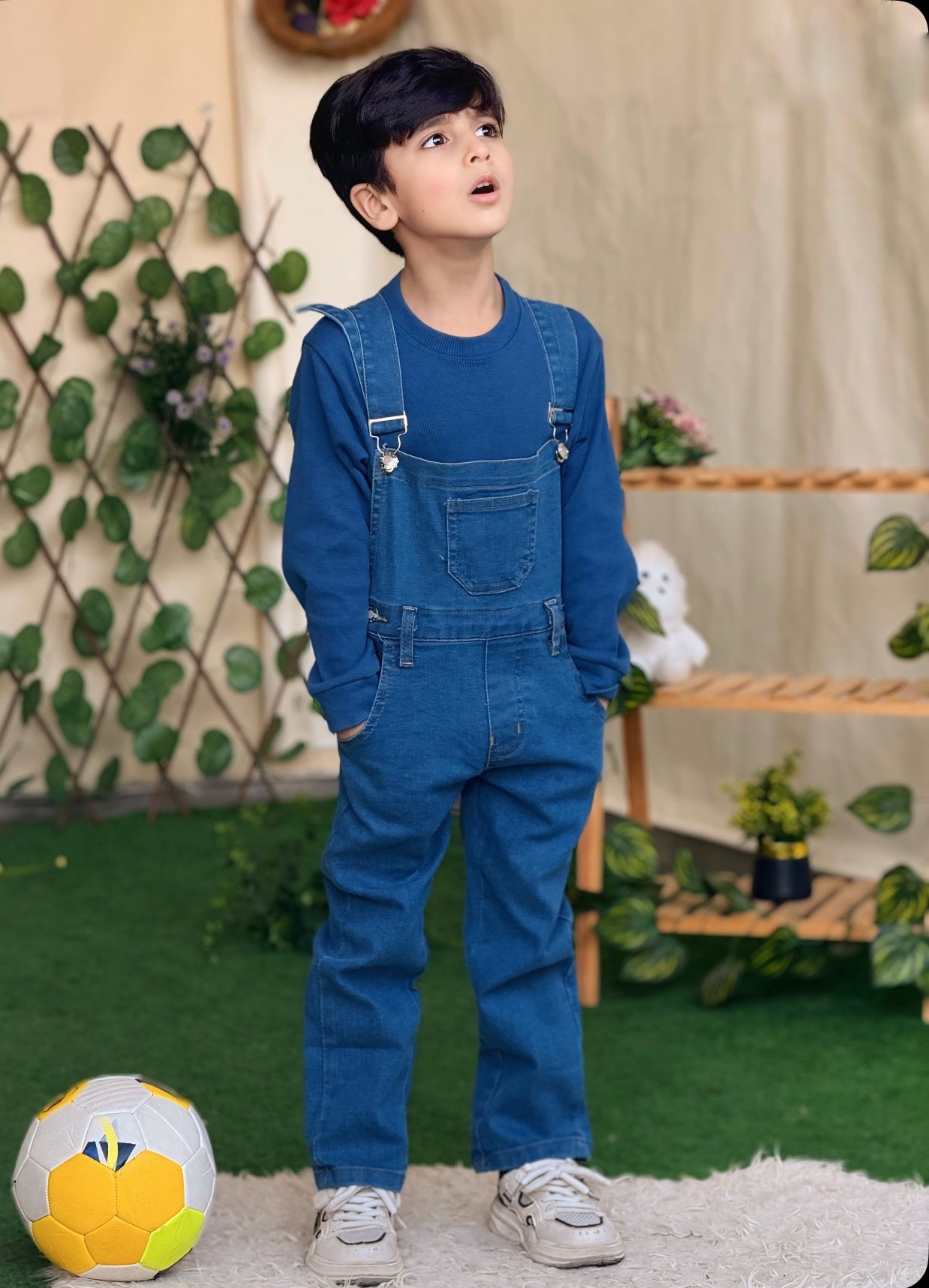 Mid blue Denim Dungaree for Kids