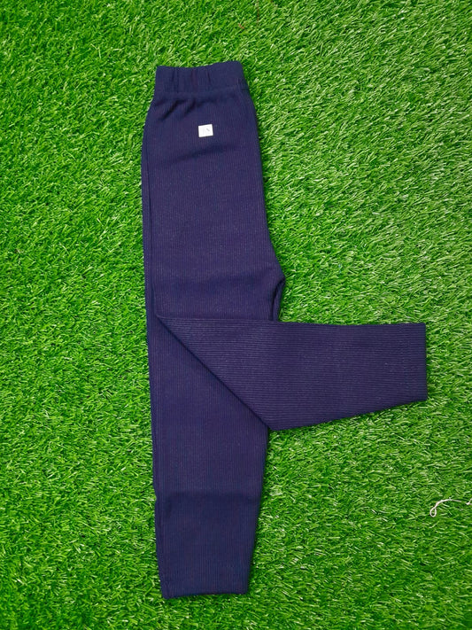 Navy Blue Color Winter Rib Tights For Girls - Strawberry Kids Fashion